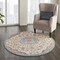 Homeroots 4 ft. Round Pink & Blue Floral Medallion Area Rug 385530 - alternate 5